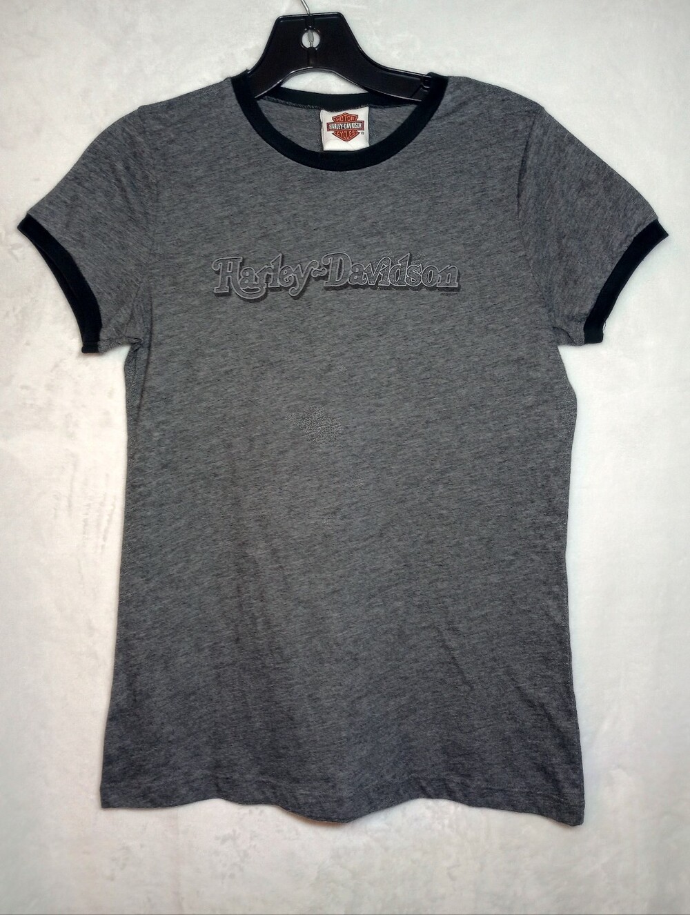 Harley Davidson Motorcycles Ringer Tee Shirt Alefs Wichita Kansas Biker Grunge L